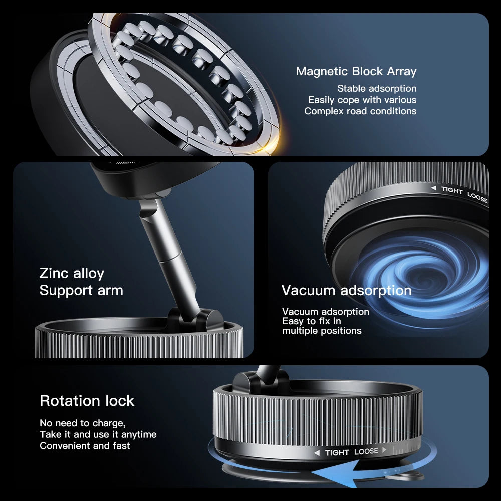 360° Adjustable Vacuum Magnetic Suction Cup Phone Mount
